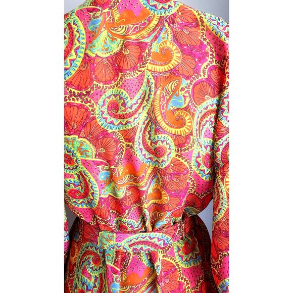 Josie Natori Floral Pink Kimono Belted Robe, Sz S, New - Picture 4 of 8